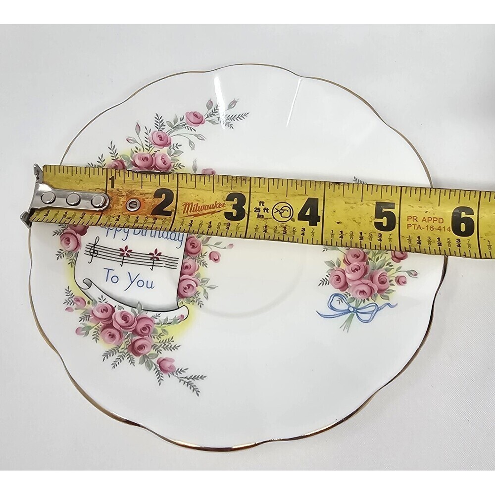 Elizabethan England Fine Bone China Happy Birthday Saucer Plate Floral Vintage - Picture 6 of 6